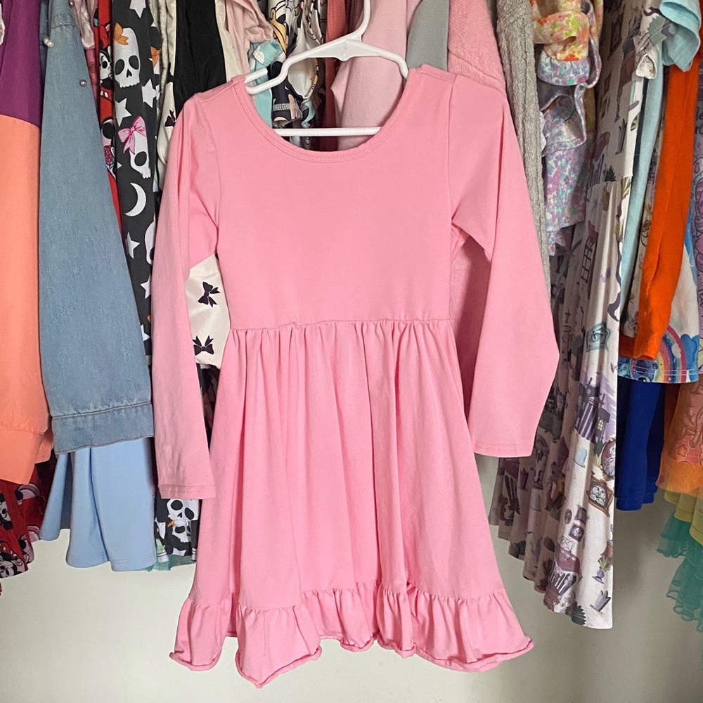 Pink Long Sleeve Kids Dress